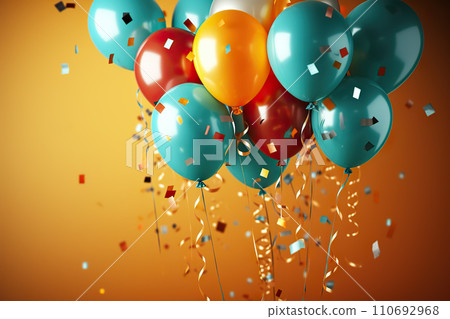 Celebratory Delight Vibrant Helium Balloons with Confetti, Perfect for Postcard Designs. created with Generative AI Celebratory Delight Vibrant Helium Balloons with Confetti, Perfect for Postcard Designs. created with Generative AI 110692968
