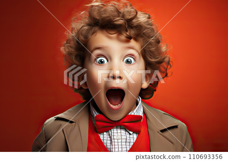 Infantile Delight Baby's Astonishment and Joy on a Bright Light-Colored Background. created with Generative AI 110693356