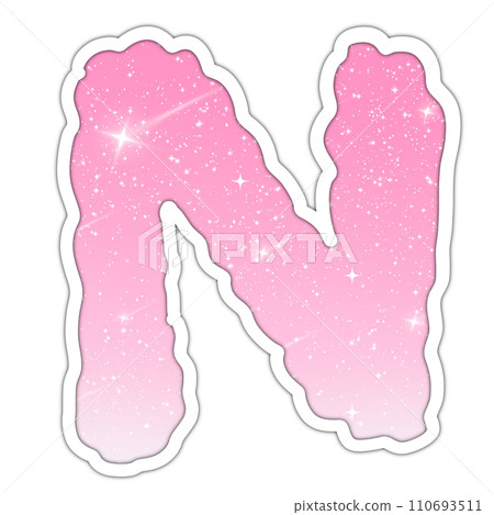 Letter N - Alphabet pink glitter on transparent background for valentine love festival 110693511