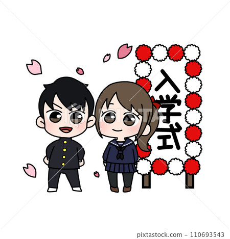 Boys and girls entrance ceremony illustration Boys and girls entrance ceremony illustration 110693543