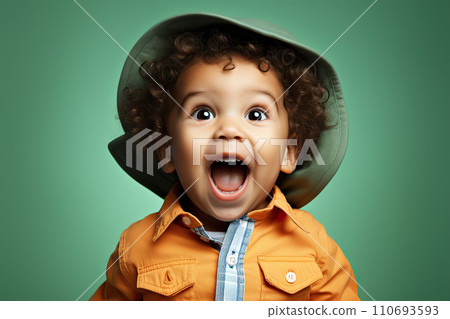 Infantile Delight Baby's Astonishment and Joy on a Bright Light-Colored Background. created with Generative AI 110693593