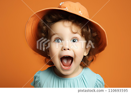 Infantile Delight Baby's Astonishment and Joy on a Bright Light-Colored Background. created with Generative AI 110693595