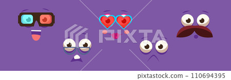 Funny Colorful Square Emoji Faces and Comic Avatars Vector Set 110694395