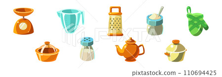 Cooking Tool and Kitchenware for Culinary Use Vector Set Cooking Tool and Kitchenware for Culinary Use Vector Set 110694425