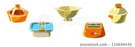 Cooking Tool and Kitchenware for Culinary Use Vector Set Cooking Tool and Kitchenware for Culinary Use Vector Set 110694436