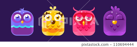 Funny Birds App Rounded Icon for Game Design Vector Set Funny Birds App Rounded Icon for Game Design Vector Set 110694444