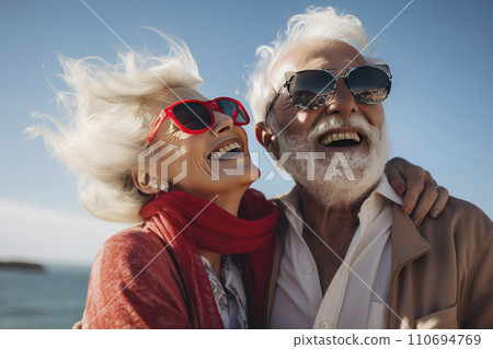 Portrait of romantic senior family. couple of mature people with gray hair in casual clothes. Portrait of romantic senior family. couple of mature people with gray hair in casual clothes. 110694769