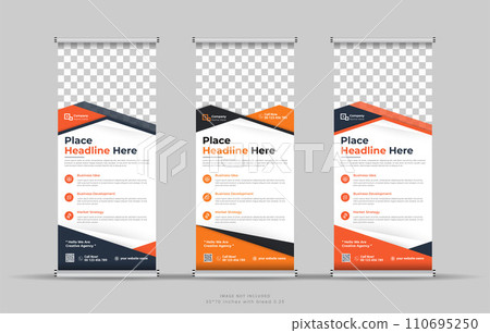 Roll Up Banner Stand Design with Abstract Geometric Colorful Speech 110695250