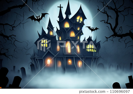 halloween pumpkin and mansion halloween pumpkin and mansion 110696097