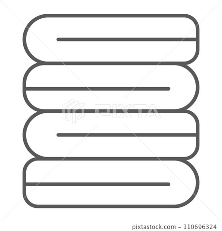 Folded clothes thin line icon, laundry and wash, folded towels sign, vector graphics, a linear pattern on a white background. 110696324