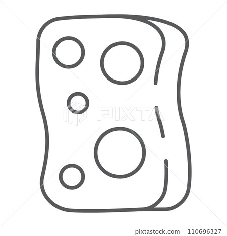 Sponge thin line icon, laundry and wash, washcloth sign, vector graphics, a linear pattern on a white background. Sponge thin line icon, laundry and wash, washcloth sign, vector graphics, a linear pattern on a white background. 110696327