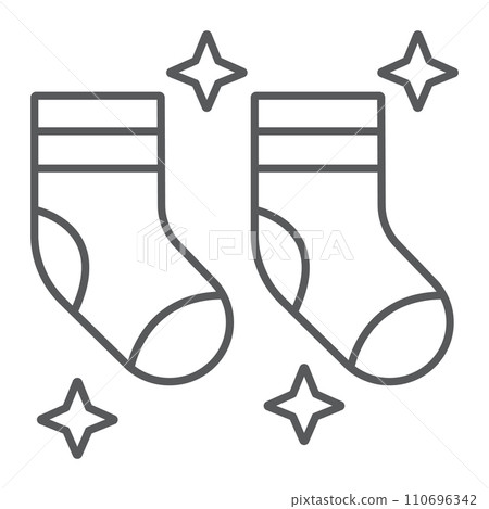 Clean socks thin line icon, laundry and wardrobe, tidy socks sign, vector graphics, a linear pattern on a white background. Clean socks thin line icon, laundry and wardrobe, tidy socks sign, vector graphics, a linear pattern on a white background. 110696342