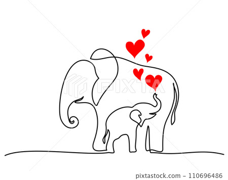 Elephant mother with baby cub. Family love. Mothers day concept. 110696486