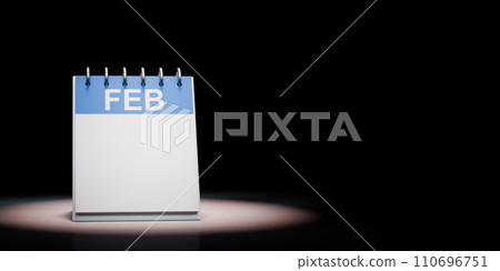 February Calendar Spotlighted on Black Background, Blank Day 110696751