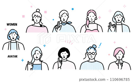 Business person - Spring image - Female avatar set - Fashionable icon set Simple vector material Business person - Spring image - Female avatar set - Fashionable icon set Simple vector material 110696785