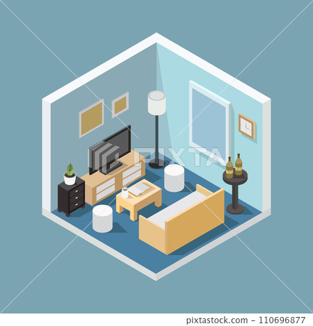 Isometric lounge room 110696877