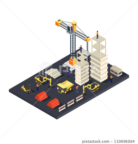 Isometric building under construction 110696884