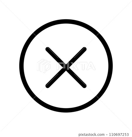 Vector black line icon button delete isolated on white background 110697253