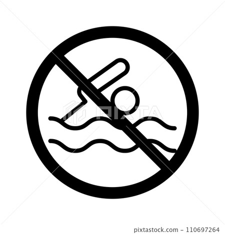 Vector black line icon swimming is prohibited isolated on white background Vector black line icon swimming is prohibited isolated on white background 110697264