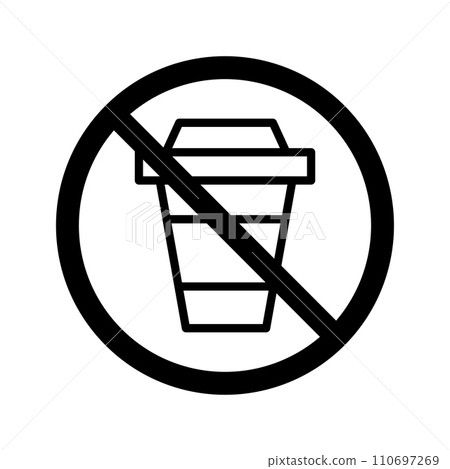 Vector black line icon forbidden to drink coffee isolated on white background Vector black line icon forbidden to drink coffee isolated on white background 110697269