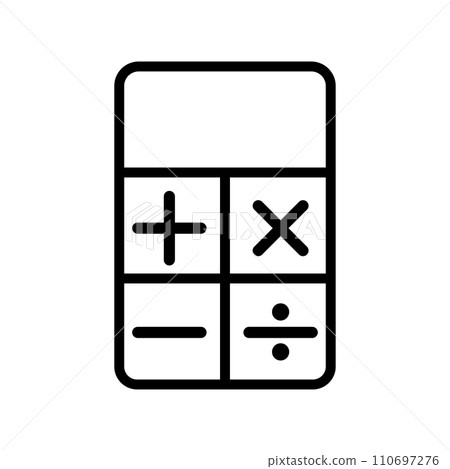 Vector black line icon calculator isolated on white background 110697276