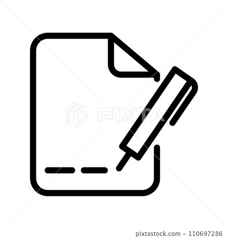 Vector black line icon write in notepad isolated on white background Vector black line icon write in notepad isolated on white background 110697286