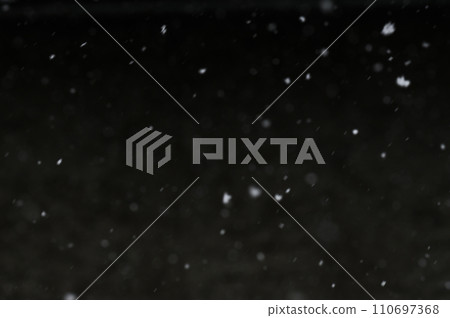 Bokeh of white snow on a black background. Snowfall - design element. Bokeh of white snow on a black background. Snowfall - design element. 110697368