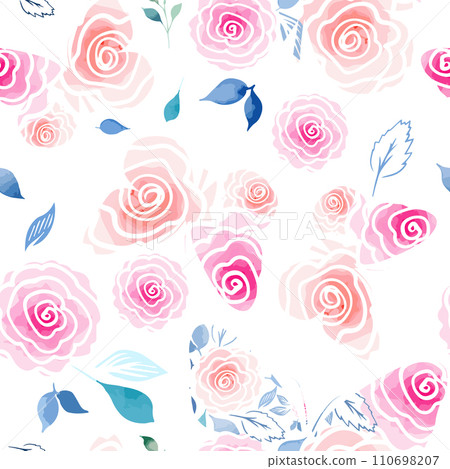 Seamless pattern of butterflies and watercolor flowers. hand drawing. Not AI, Vector illustration 110698207