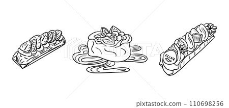 Dessert doodle set. Hand drawn isolated doodles 110698256