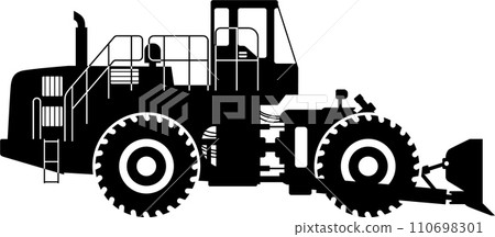Silhouette of Wheel Dozer Icon in Flat Style. Vector Illustration Silhouette of Wheel Dozer Icon in Flat Style. Vector Illustration 110698301