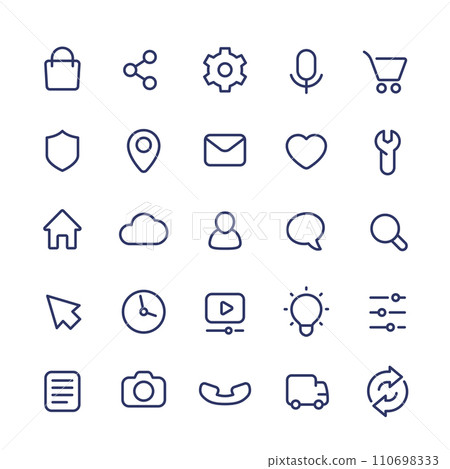 line icons for apps and web, basic set 110698333