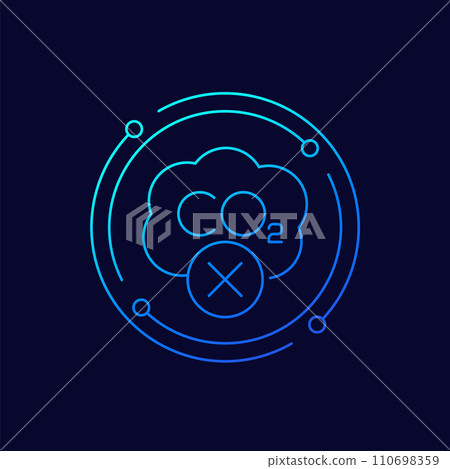 ban carbon emissions, no co2 gas icon, line design 110698359