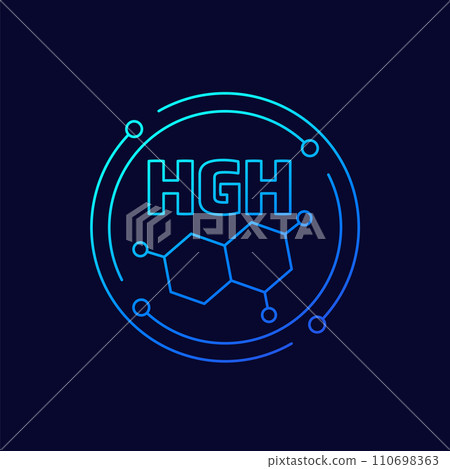 HGH icon, human growth hormone, linear design HGH icon, human growth hormone, linear design 110698363