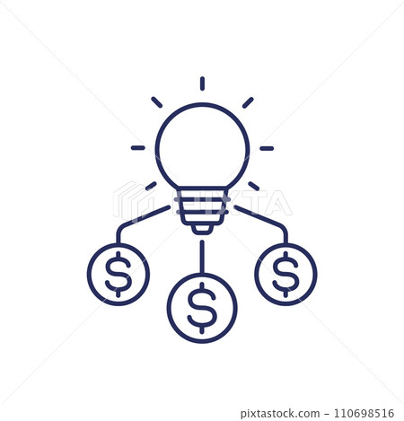 funding of the new product, idea line icon 110698516