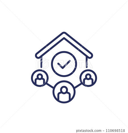 tenants line icon with a house, vector 110698518