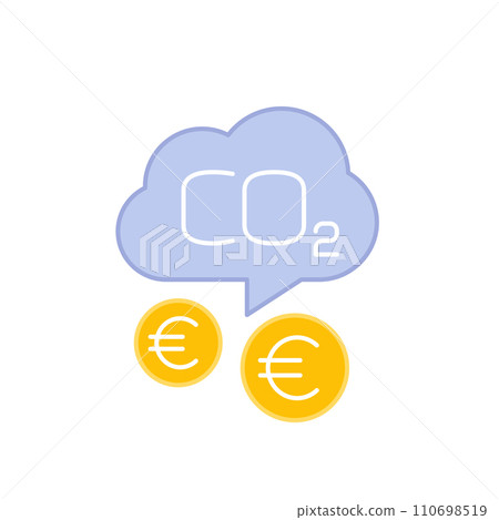 carbon emissions cost icon with euro, vector carbon emissions cost icon with euro, vector 110698519