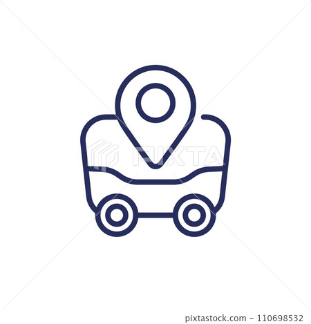 delivery robot line icon, autonomous vehicle delivery robot line icon, autonomous vehicle 110698532