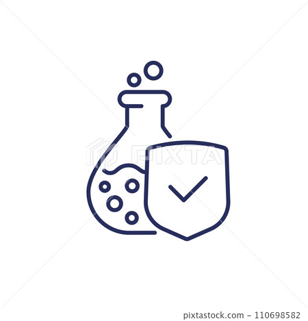 chemical resistant line icon with a shield chemical resistant line icon with a shield 110698582