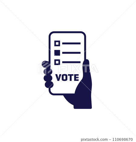 Vote, smart voting icon with phone in hand 110698670