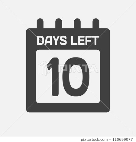 Countdown daily page calendar icon - 10 days left Countdown daily page calendar icon - 10 days left 110699077