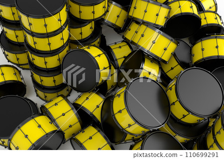 Heap of drums or drumset lying on white background Heap of drums or drumset lying on white background 110699291