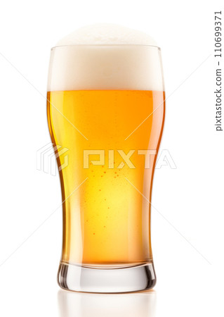 Beer in a tall glass on a white background. Mugs with drink like Ipa, Pale Ale, Pilsner, Porter or Stout Beer in a tall glass on a white background. Mugs with drink like Ipa, Pale Ale, Pilsner, Porter or Stout 110699371