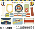Nostalgic frames and banners Decorative frames decorated with Showa retro style 110699954