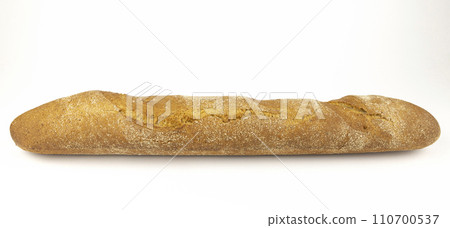 French baguette, a whole buckwheat baguette on a white background. 110700537