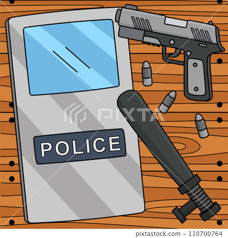 Police Officer Equipment Colored Cartoon  110700764