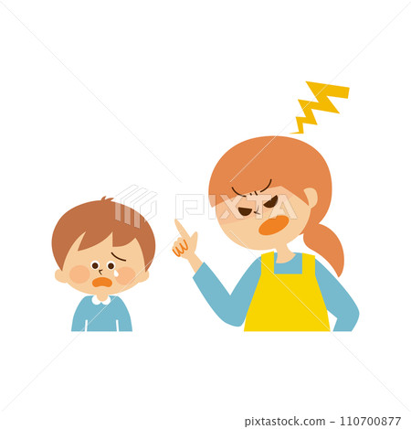 Cute illustration of an adult getting angry at a child 110700877