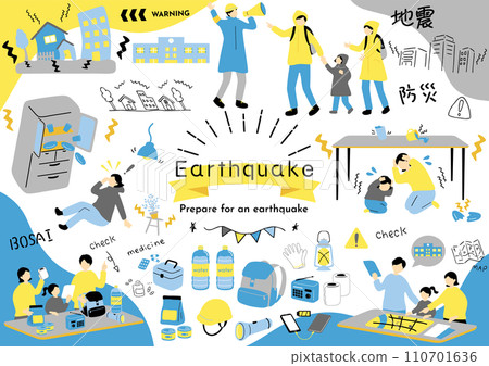 People preparing for a major earthquake 110701636