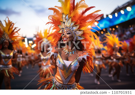 Rio Carnival Dancer in Vibrant Costume 110701931