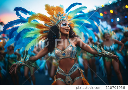 Rio Carnival Dancer in Vibrant Costume Rio Carnival Dancer in Vibrant Costume 110701936