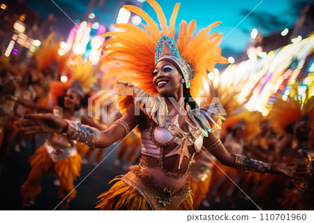 Rio Carnival Dancer in Vibrant Costume Rio Carnival Dancer in Vibrant Costume 110701960